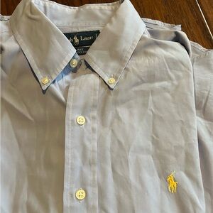 Ralph Lauren Light Blue Button-Down Blake Dress Shirt with Yellow Polo Logo
